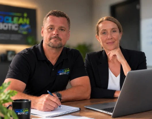 Professionelles Team im Büro mit Bokeh_ergebnis go clean botic aus Heilbronn, Martin Golda & Sonja Golda